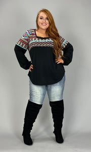56 CP-H {Western Charm} Magenta/Black Aztec Print Top SALE!! PLUS SIZE 1X 2X 3X