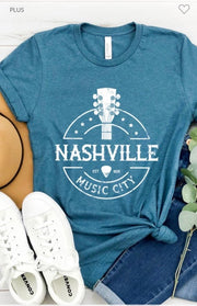 65 GT-F {Nashville Music City} Heather Teal Graphic Tee PLUS SIZE 2X 3X