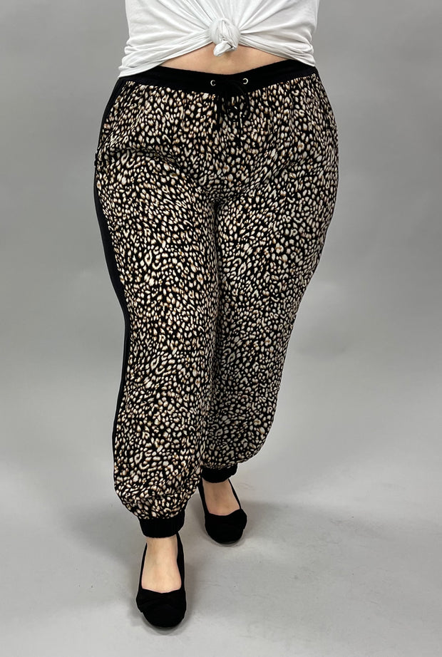 BT-R {City Feels} Umgee Black/Leopard Print Pants PLUS SIZE XL 1X 2X SALE!!!