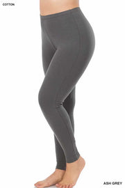 LEG-P {Embrace Change} Ash Grey Cotton Full Length Leggings PLUS SIZE 1X 2X 3X