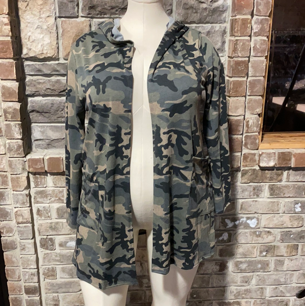 OT-Y {On Your Own} Olive Camo Hooded Cardigan  PLUS SIZE XL 2X 3X