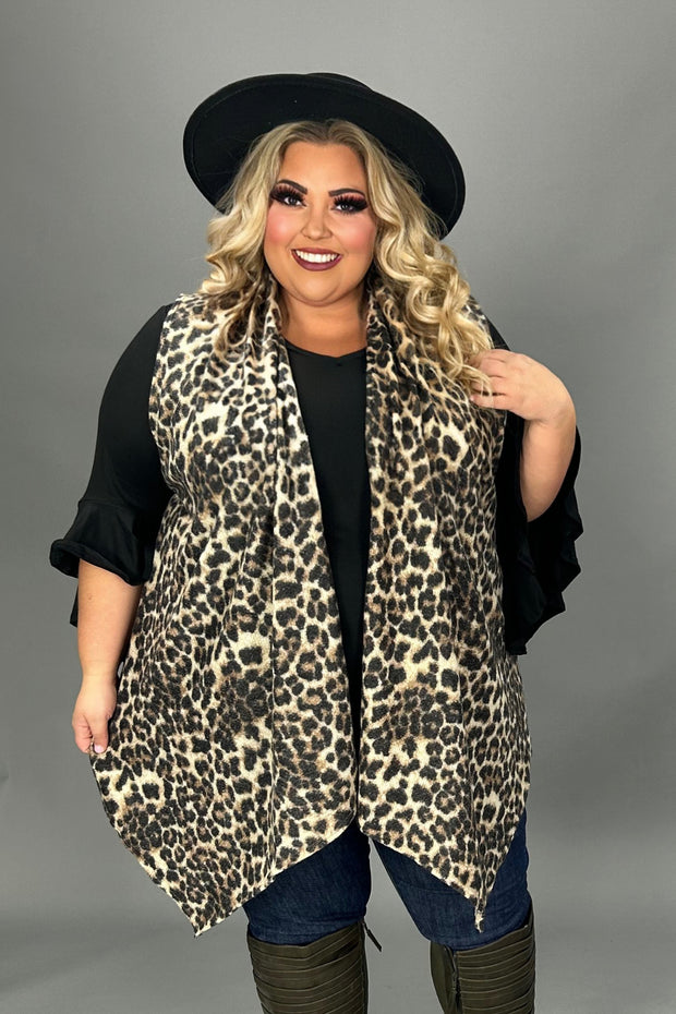 29 OT {Fall Crush} Leopard Print Shark Tail Hem Vest EXTENDED PLUS SIZE 3X 4X 5X