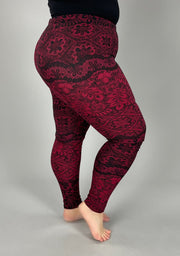 BT-99 {You're Gonna Love These} Black/Burgundy Leggings  X-PLUS SIZE