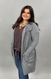 OT-K {Love Is Blind} Thick Gray Cardigan with Pockets