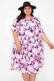 63 PSS {Chic Days} Pink Floral Dress w/Pockets EXTENDED PLUS SIZE 4X 5X 6X