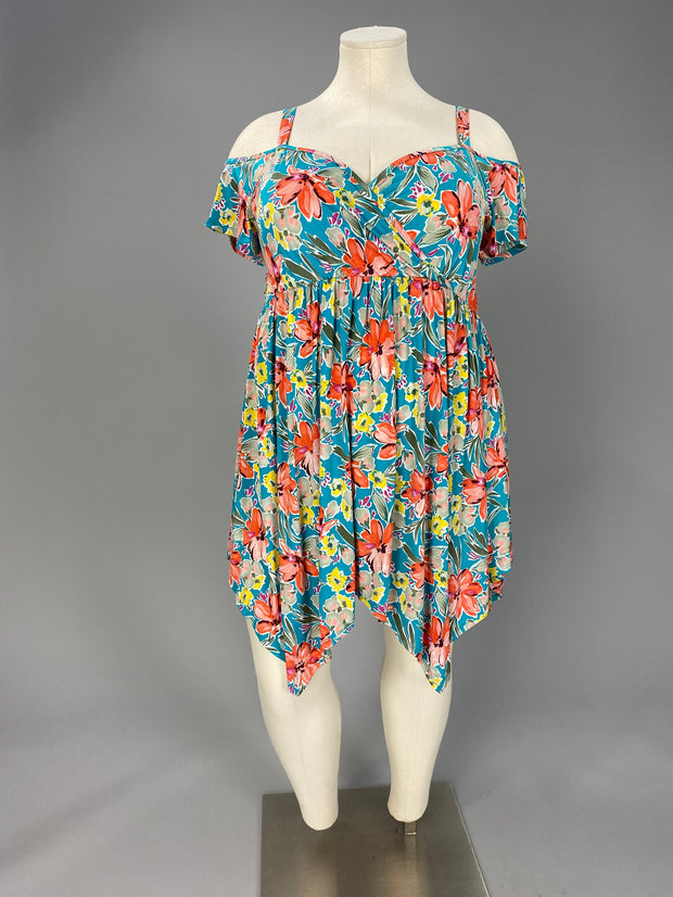 76 OS-A {Too Good To Me} Mint Floral V-Neck Dress  SALE !!!!CURVY BRAND!!! EXTENDED PLUS SIZE 1X 2X 3X 4X 5X 6X