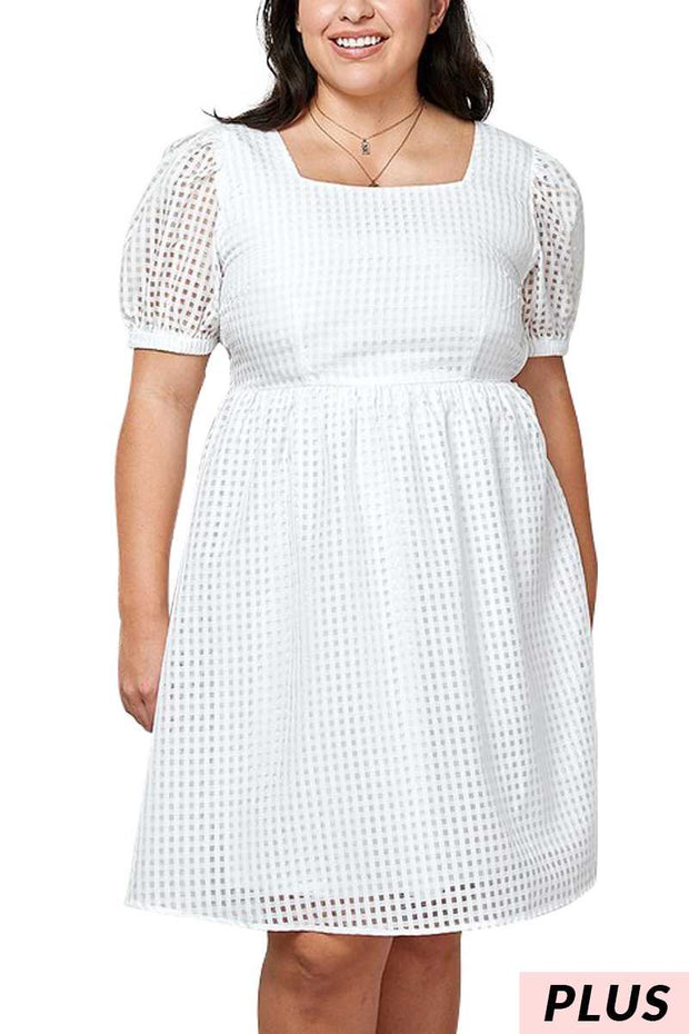 97 SSS-D {Everyday A Runway} White Check Lined Dress PLUS SIZE 1X 2X 3X