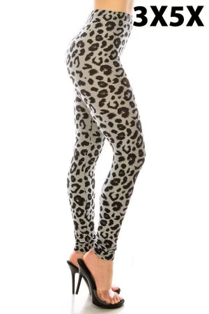 BT-99 {Jump To It} Leopard Print Full Length Leggings EXTENDED PLUS SIZE 3X/5X