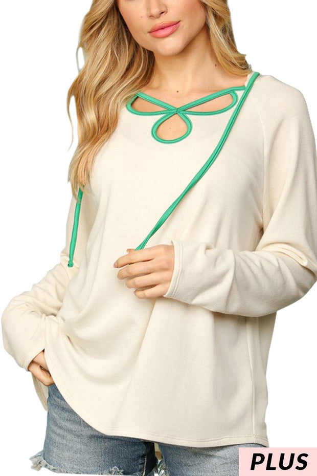 12 HD-O {Trust Your Gut} Oatmeal Hoodie w/Kelly Green Piping PLUS SIZE XL 2X 3X
