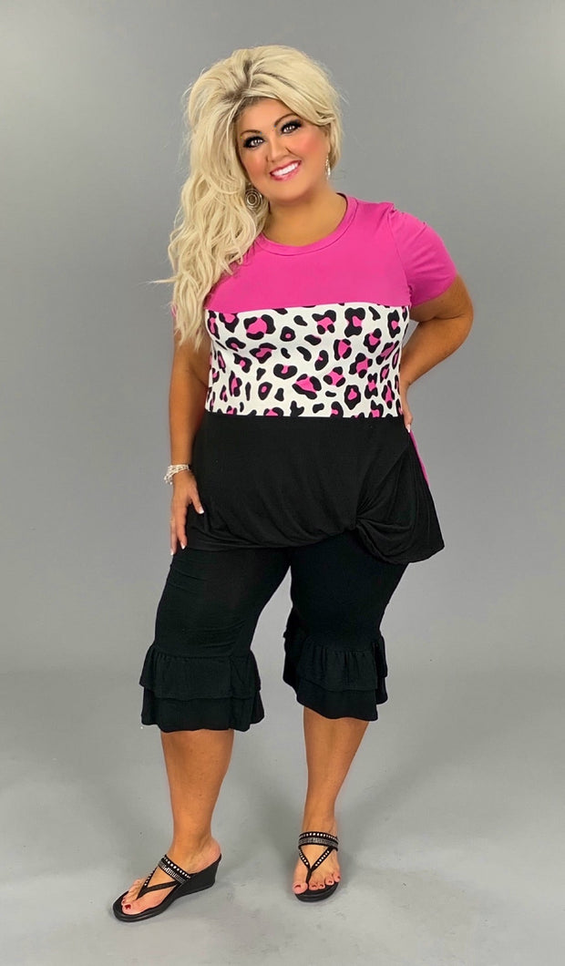 LEG- or BT-H{Cute As Can Be} Black Double Ruffle Capri Pants Curvy Brand EXTENDED PLUS SIZE 1X 2X 3X 4X 5X 6X