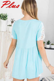 36 SD-C {Something Special} BLUE Babydoll Lace Sleeve Top SALE!!!! PLUS SIZE 1X 2X 3X