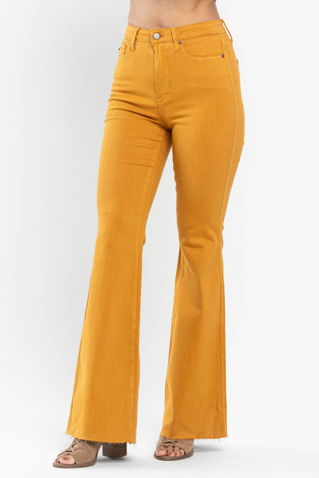 LEG-77 {Judy Blue} Marigold Garment Dyed Flared Jeans EXTENDED PLUS SIZE 18 20 22 24