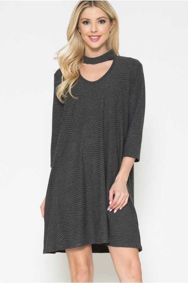 94 SQ-A {Love on a Loop} Charcoal Gray Keyhole Dress PLUS SIZE 1X 2X 3X