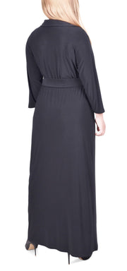 LD-Z  M-109 {NY Collection} Black Faux-Wrap Maxi Dress Retail $70.00 PLUS SIZE 2X