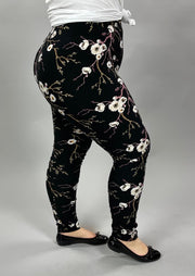 LEG-28 {Blooming Apple} White Floral Printed Leggings EXTENDED PLUS SIZE 3X/5X