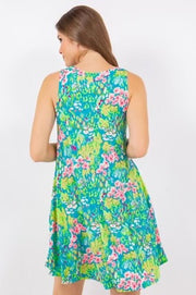 99 SV-B {Ready To Shine} Neon Green Floral Dress PLUS SIZE 1X 2X 3X