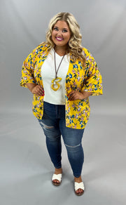 65 OT-F {Flowers In Sunshine} Yellow Floral Printed Cardigan PLUS SIZE