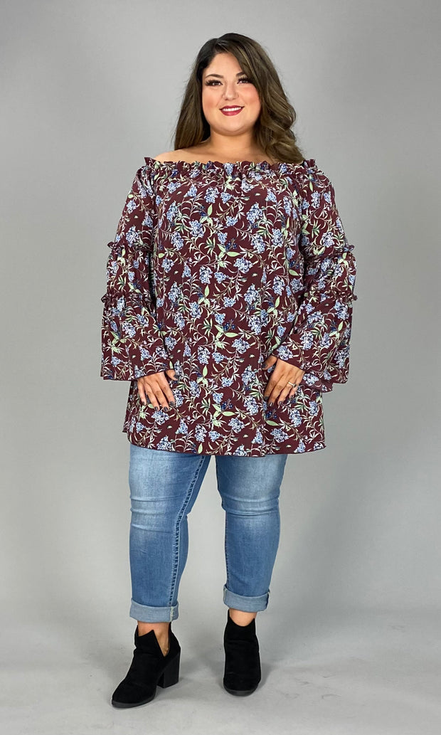 64 OS-A {Remember This Feeling} Burgundy Floral Top