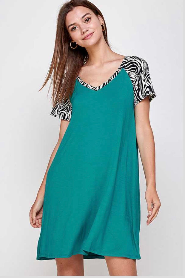 65 CP-L {Jade Zebra} Jade Dress W Zebra Sleeves PLUS SIZE 1X 2X 3X  SALE!!!!