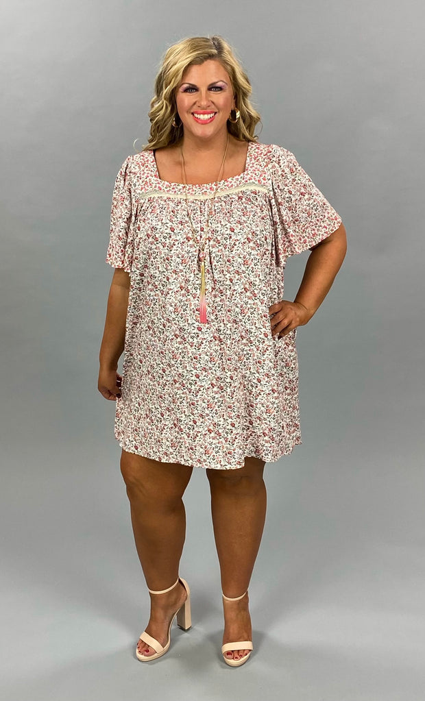 64 PSS-E {Casual Commute} "UMGEE" Ivory Floral Dress PLUS SIZE XL 1XL 2XL