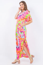 LD-R & I {Yes Please}  SALE! Neon Multi-Color Tie Dye Maxi Dress PLUS SIZE 1X 2X 3X