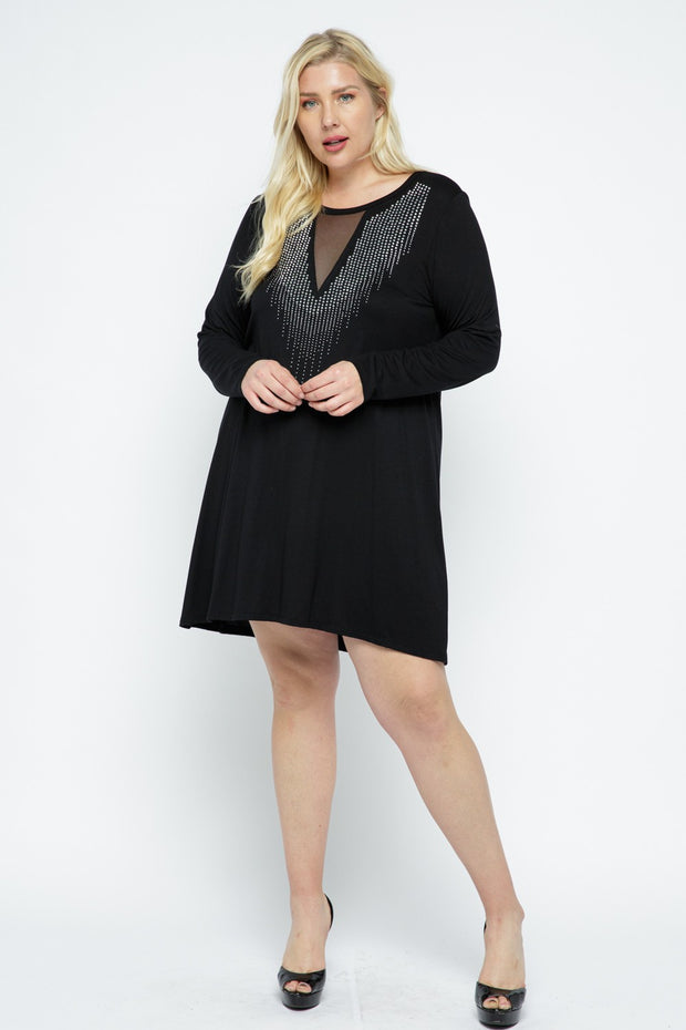 26 SD {Just For Now} VOCAL Black Studded Dress PLUS SIZE XL 2X 3X