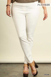 BT-M {More To The Story}  Umgee Cream Stretch Pants PLUS SIZE XL 1X 2X