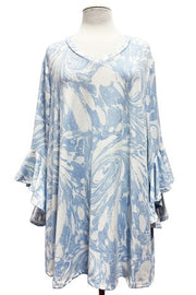 94 PQ {Sky Is The Limit} Sky Blue Swirl Print Ribbed Top EXTENDED PLUS SIZE 4X 5X 6X