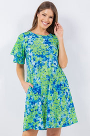77 PSS {Celebrate Everyday} Blue/Green Floral Dress PLUS SIZE 1X 2X 3X