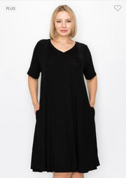 69 SSS-A {Lovely Tonight} Black V-Neck Dress SALE!!!  PLUS SIZE 1X 2X 3X