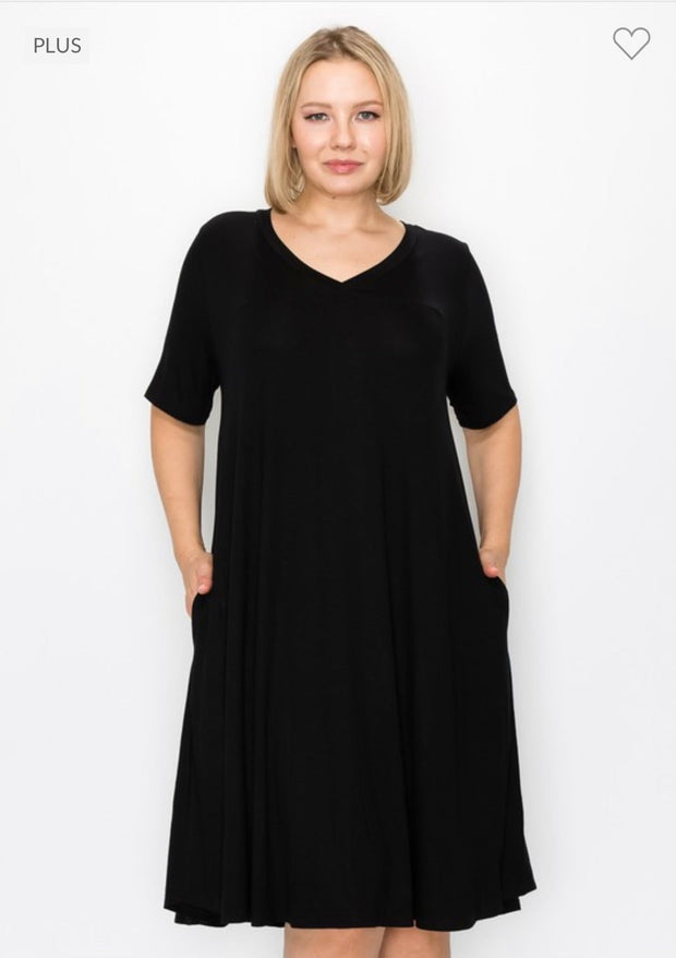 69 SSS-A {Lovely Tonight} Black V-Neck Dress SALE!!!  PLUS SIZE 1X 2X 3X
