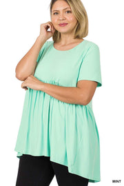 66 SSS-D {Blessed With Curvy} Mint Babydoll Tunic  PLUS SIZE 1X 2X 3X