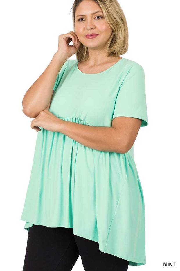 66 SSS-D {Blessed With Curvy} Mint Babydoll Tunic  PLUS SIZE 1X 2X 3X