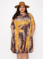 28 PSS {Can Do Attitude} Brown Animal Print Dress EXTENDED PLUS SIZE 4X 5X 6X