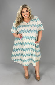 99 PSS-Q {Gettin Ziggy} Lt. Sage Printed V-Neck Dress PLUS SIZE 3X 4X 5X
