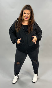 OT-J {Always Wishing} Black Hoodie with Full Zipper Front