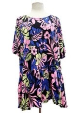 39 PSS-B {View From The Island} Multi-Color Floral Babydoll Top PLUS SIZE 1X 2X 3X