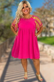 SALE!! 49 CP-C {Channel Confidence} Umgee Pink Crochet Dress PLUS SIZE XL 1X 2X