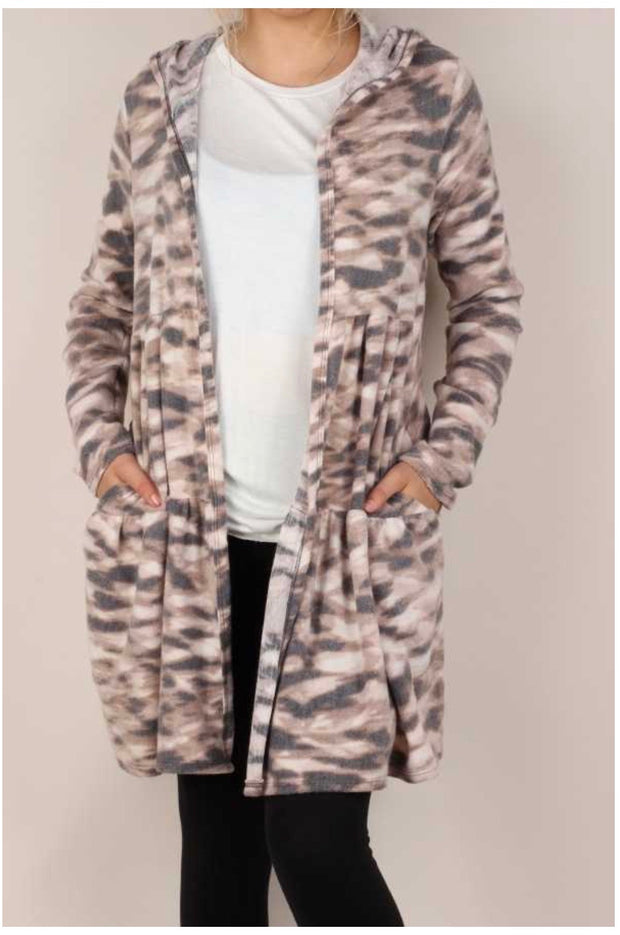 OT-A {Fitting In Nicely} Mocha Grey Soft Knit  Cardigan PLUS SIZE XL 2X 3X