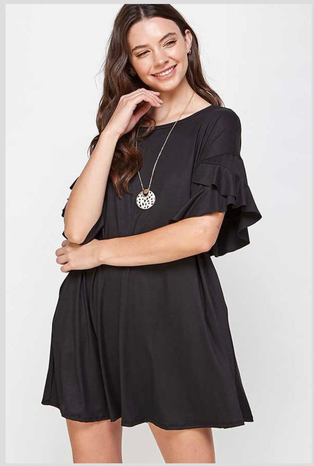 72 SSS-B {Living for Me} Black Dress W/Round Neck Plus Size 1X 2X 3X