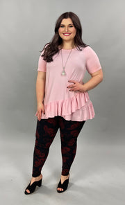 64 SSS-F {Spring Crush} PINK Tunic with Ruffle Detail PLUS SIZE 1X 2X 3X