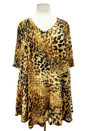 74 PSS-M {For The Fashion In You} Leopard Print V-Neck Top EXTENDED PLUS SIZE 3X 4X 5X