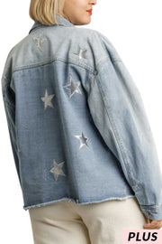 11 OT-A {Mega Star} "UMGEE" Light Blue  Denim Jacket PLUS SIZE XL 1X 2X