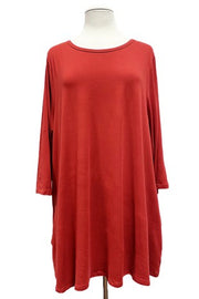 27 SQ {Thinking About Us} Rust Tunic w/Pockets EXTENDED PLUS SIZE 3X 4X 5X