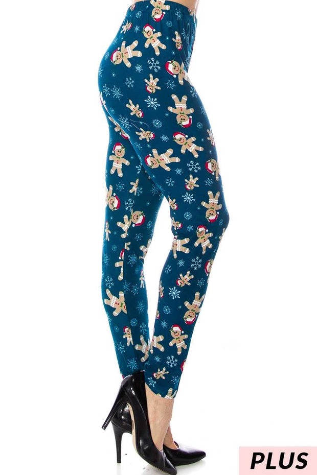 BT-99 {Blue Bread} Blue Gingerbread PLUS SIZE PLUS Leggings