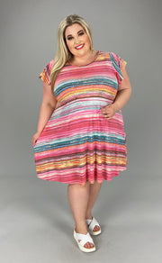 98 PSS-C {Close To Destiny} Pink Multicolor Stripe Dress PLUS SIZE XL 2X 3X