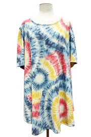 66 PSS-J {No Broken Promises} Blue Tie Dye Top PLUS SIZE XL 2X 3X