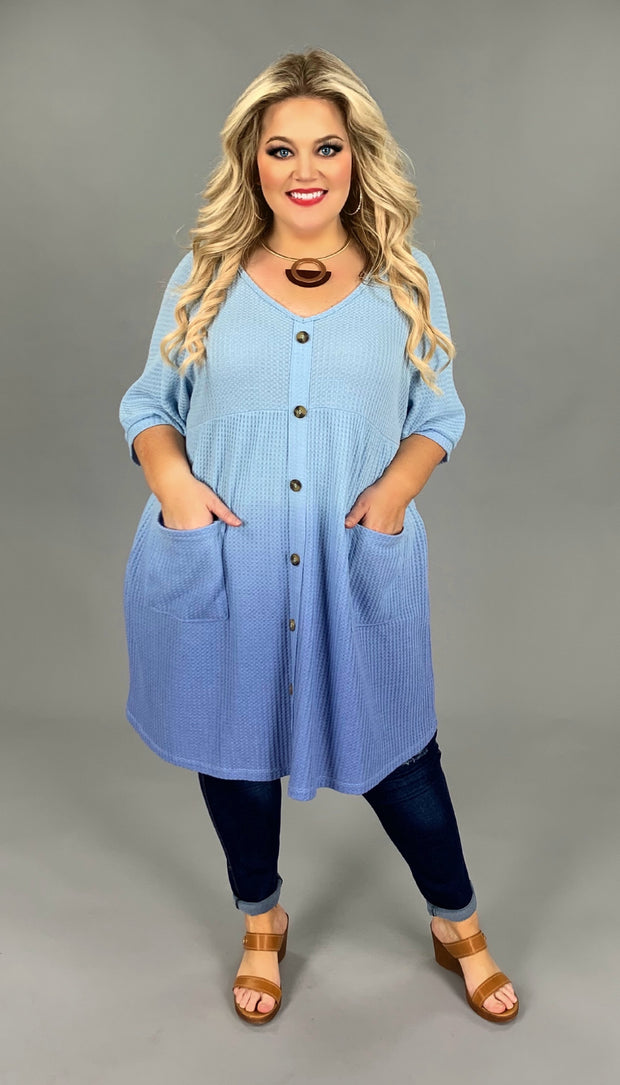PSS-E {Atmosphere} "UMGEE" Blue Gradient Babydoll Dress PLUS SIZE XL 1X 2X