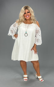 43 OS-A {Queen Of Lace} Umgee Off White Cold Shoulder Dress PLUS SIZE XL 1X 2X
