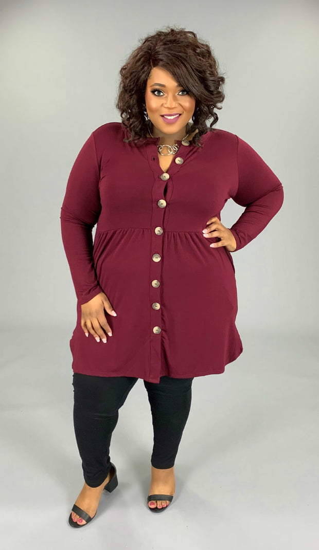 OT-D {Well Traveled} WINE Cardigan ***FLASH SALE***with Functional Buttons PLUS SIZE 1X 2X 3X